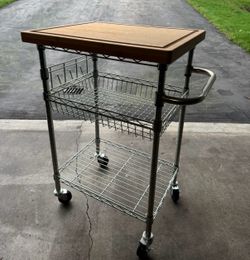 IKEA Rolling Kitchen Cart with Wood Top