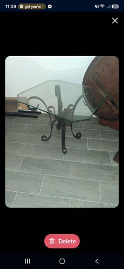 Black iron glass top table