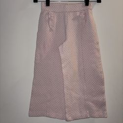 Janie and Jack Girls 6 Wide Leg Trouser Pants Pull On Ruffle Pink Rose Dotted