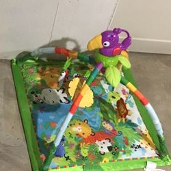 Fisher-Price Playmat Rainforest Gym with Toys & Activites for Newborn Tummy Time Play