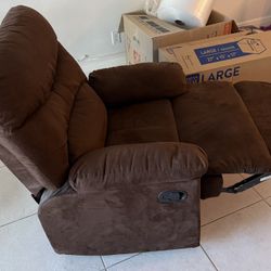 Chair Recliner Fabric Brown