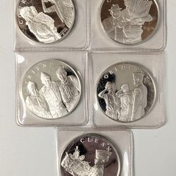 Limited edition proof .925 silver coins honoring the Boy Scouts. Artwork of Norman Rockwell. Produced in 1972 by the Franklin Mint. Made from Sterling