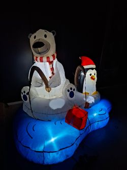 5ft Fishing Polar Bear XMas Inflatable