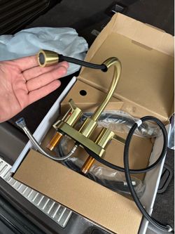 Phiestina Brushed Gold Utility Sink Faucet with Sprayer