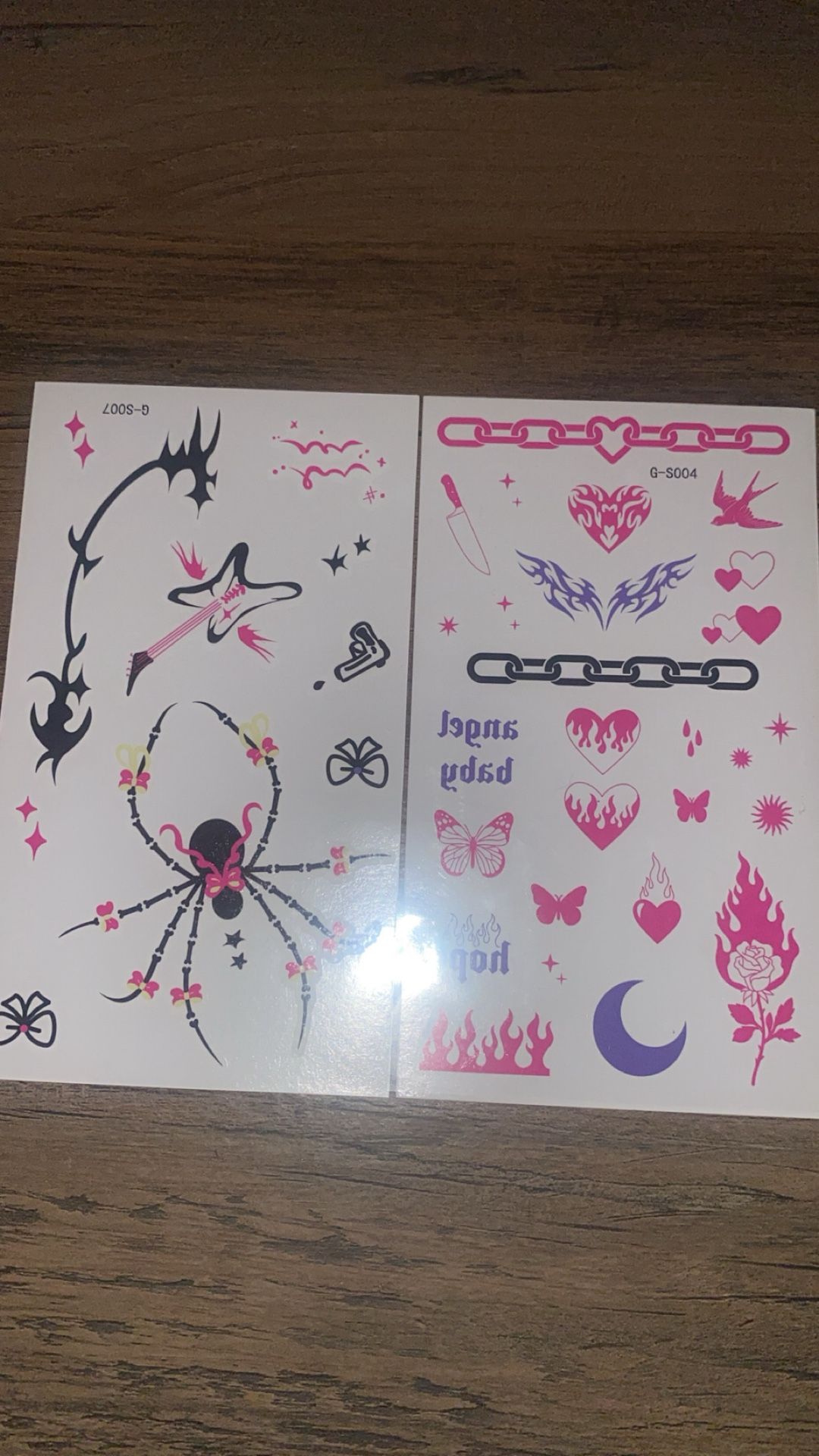 two sheets of temporary tattoos