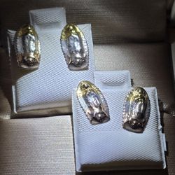 925 silver virgin Mary earrings 100% plata