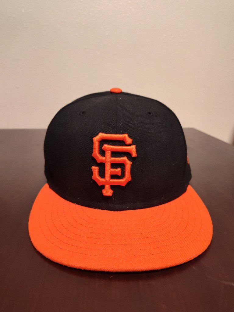 San Francisco Giants Baseball Hat-Size 7.5New Era-59Fifty-Black with Orange Bill
