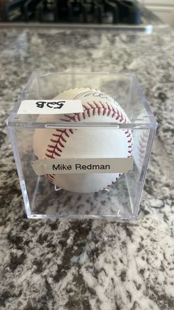 Mike Redman Autographed Baseball in Display Case