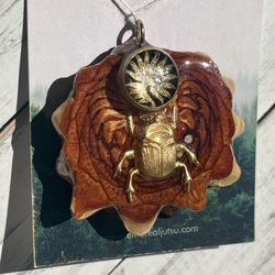 Golden Scarab Sun Amulet 