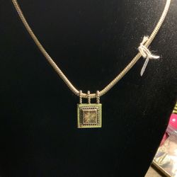 Sterling Necklace With Pink Ice Pendant 