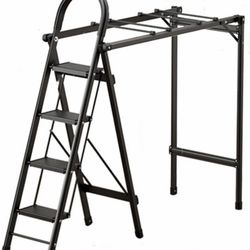 Ladder Drying Rack 2‑in‑1, Folding Step Ladder, 4 or 5-Step Duty Foldable Ladder for Home, Indoor Clothes Drying Rack for Laundry, Towels, Blankets