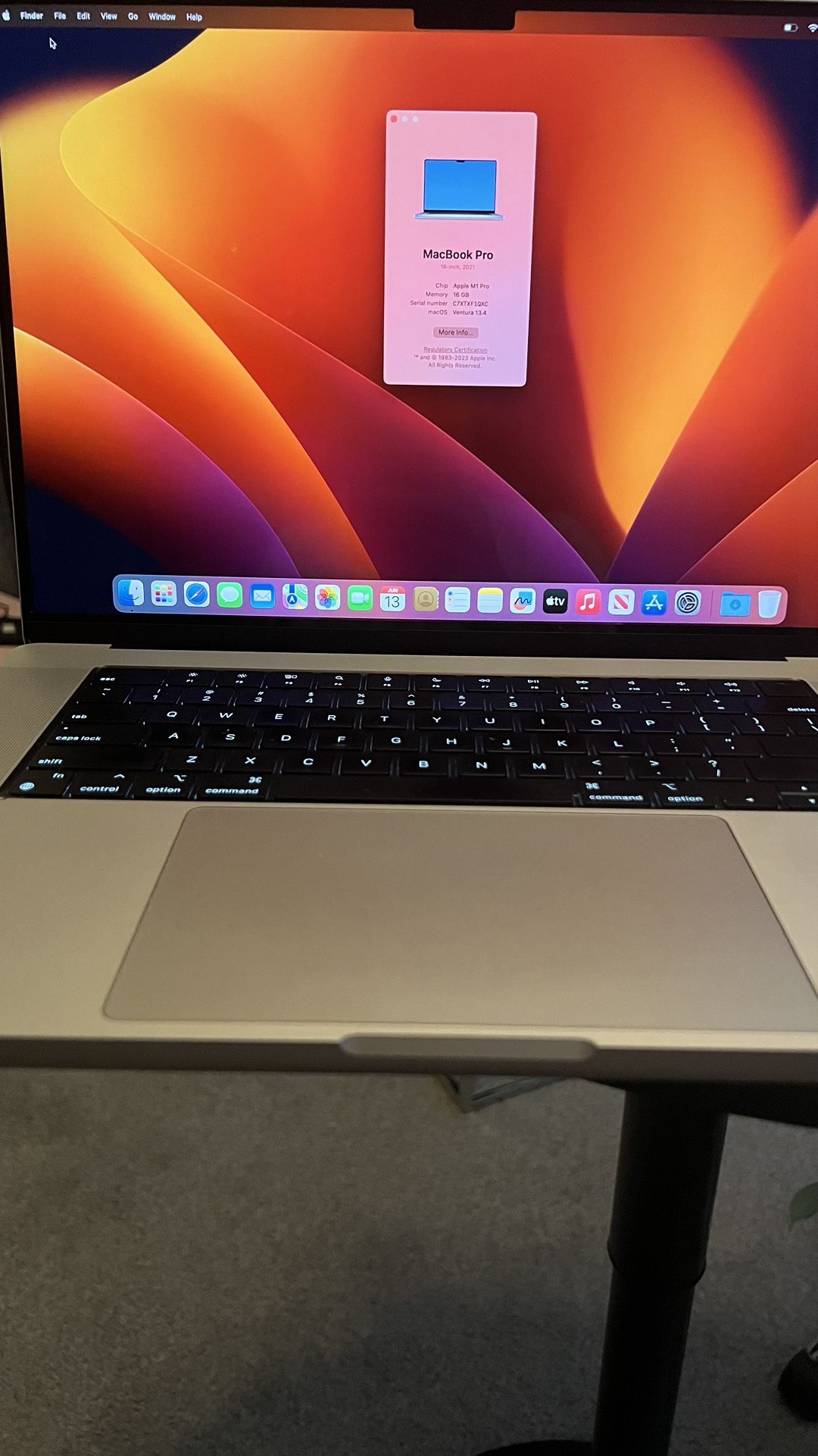 MacBook Pro 2021 16in 16gb RAM 500gb Storage