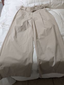Worthington Khaki Belted Wide Leg Pant 6L