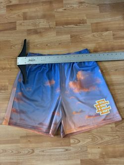 EE Eric Emanuel basketball shorts with orange & white logo, size XL #clouds