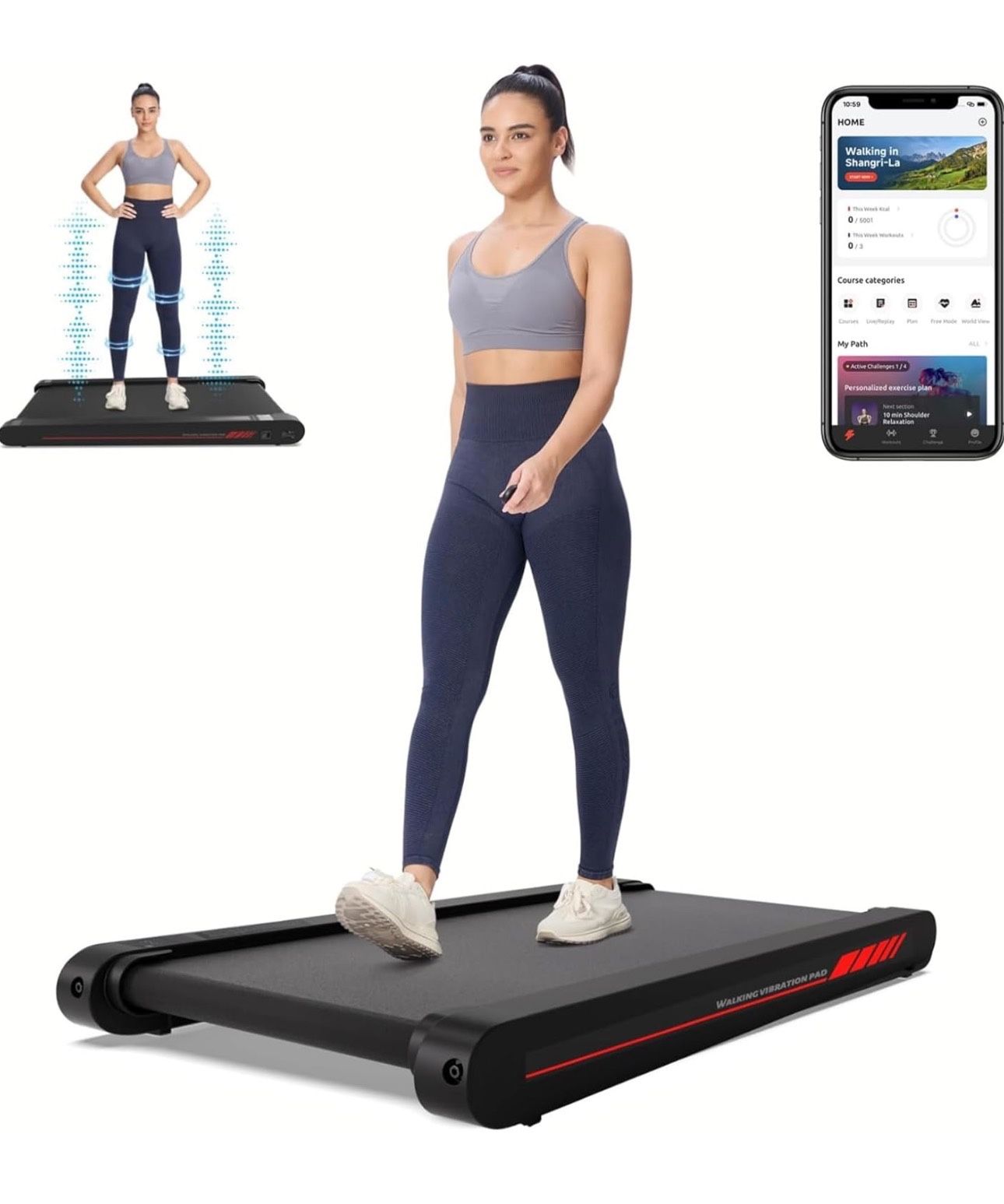 Sperax Walking Vibration Pad with APP, 3 in 1 Under Desk Treadmill, 2.5HP Low Noise Walking Treadmill Pad with Remote Control,Portable Treadmills for