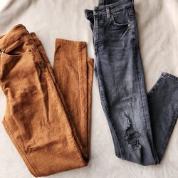 Junior Size 0 and Small Faded Style Black Jean and Corduroy Pants