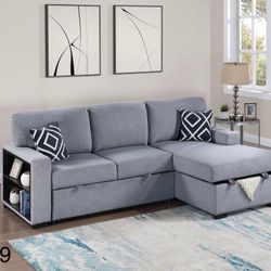 Sectional Sleeper Sofa, Pullout Bed With Storage
