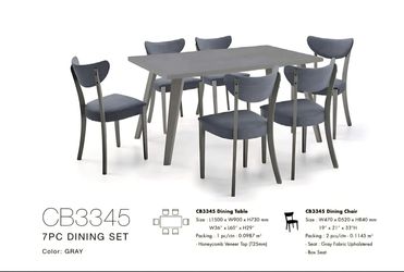 Dining Set 7pcs Color Grey