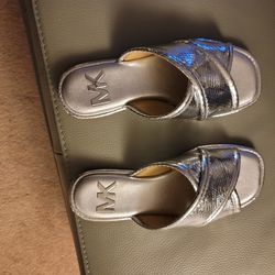 Ladies Silver Michael Kors Sandals Size 7