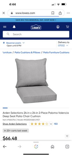  Set Of 6 - 24-in x 24-in - 2-Piece Seat Patio Chair Cushion