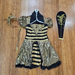 🐝 Fun World Queen Bee Girls Halloween Costume Set Medium 8-10 Dress Crown Wings