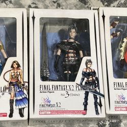 Final Fantasy X-2 Play Arts Yuna Rikku Paine Figure Bundle Rpg Ps2 Game Box wear
