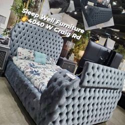 ✨️ Queen, King Light Up Fireplace TV Pop Up Bed Frame ✨️ Furniture Sectionals Avail