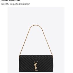 Authentic YSL Kate 99 Quilted In Lambskin Black Purse 