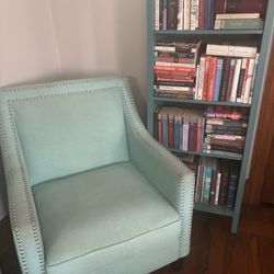 Teal Accent Chair w/ Nailhead Trim – Cozy Reading Chair / Office Chair