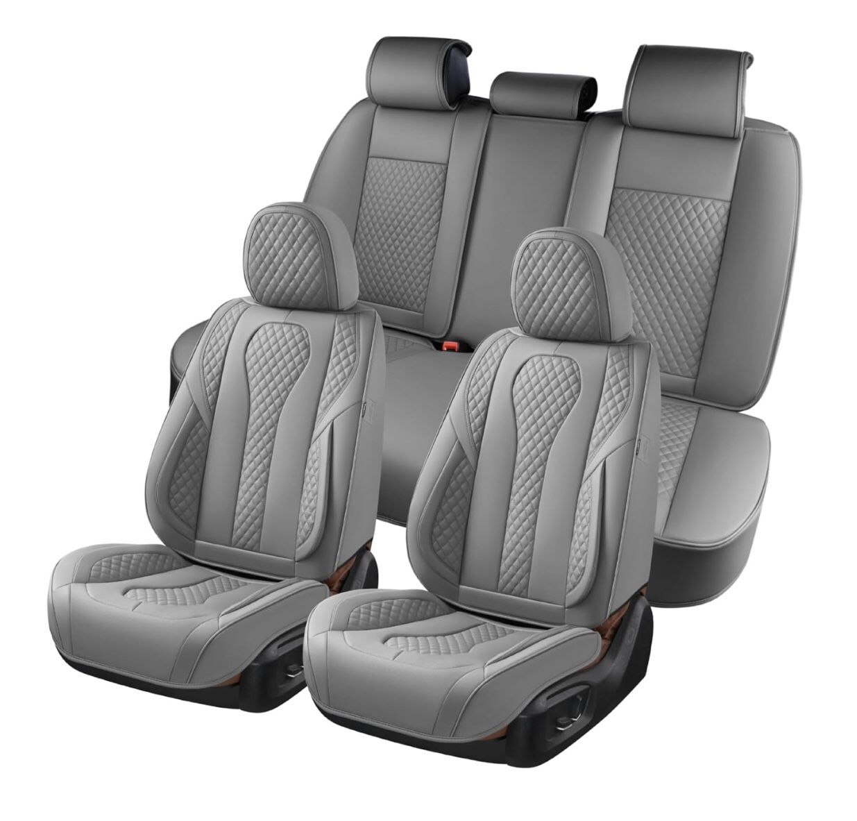 Full Set Car Seat Cover, 5 Seats Waterproof Nappa leather Fits Most Cars
