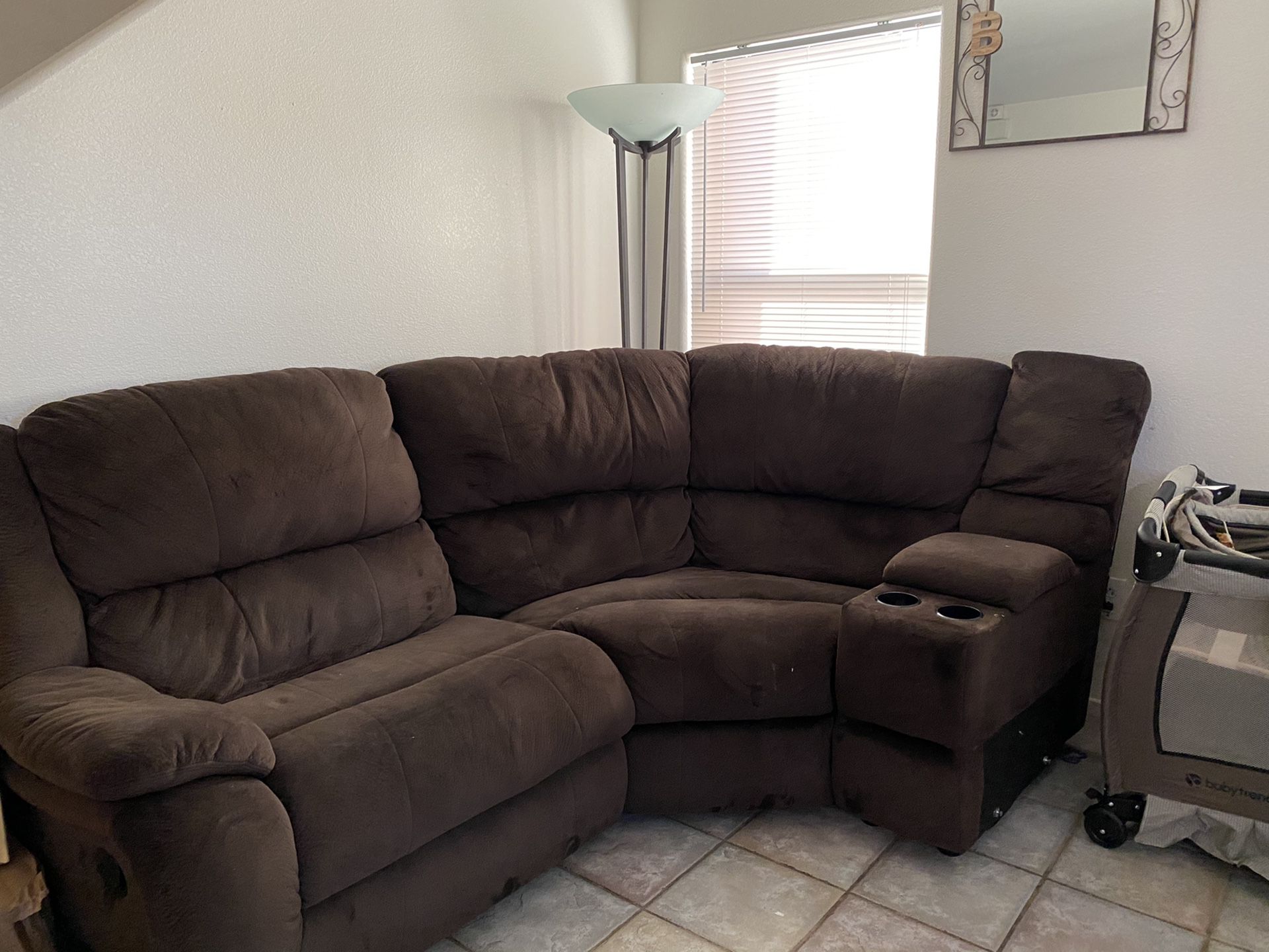 Brown reclining couch