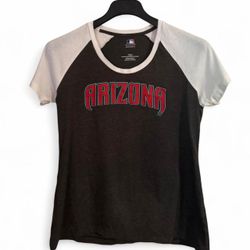 MLB OFFICIAL Gray & White Arizona Diamondbacks Scoop Neck T-Shirt Sz L Baseball