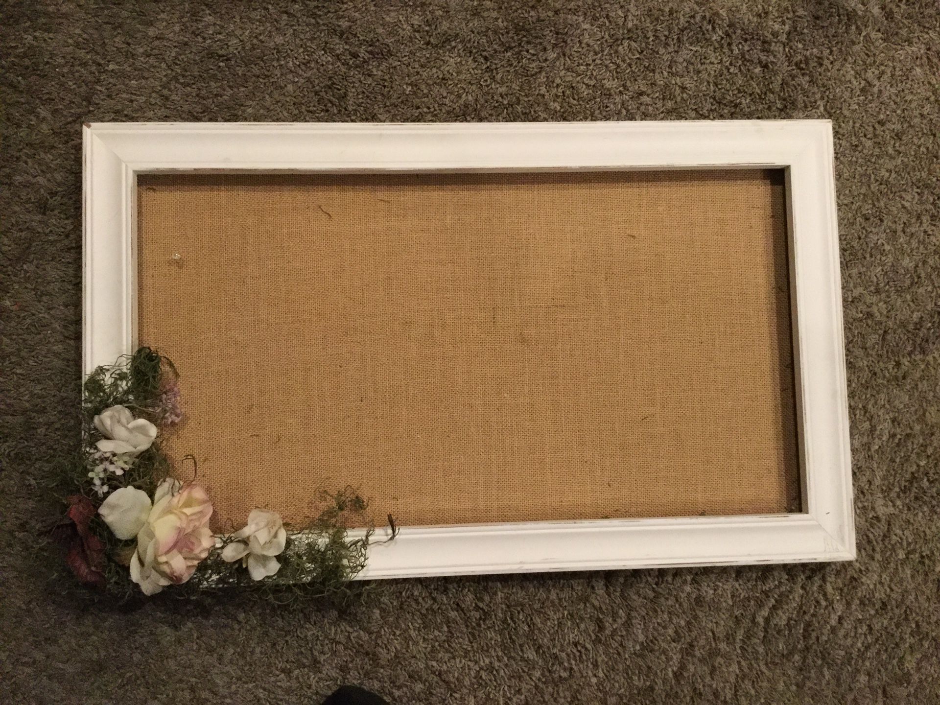 White frame with burlap backing great for wedding decor