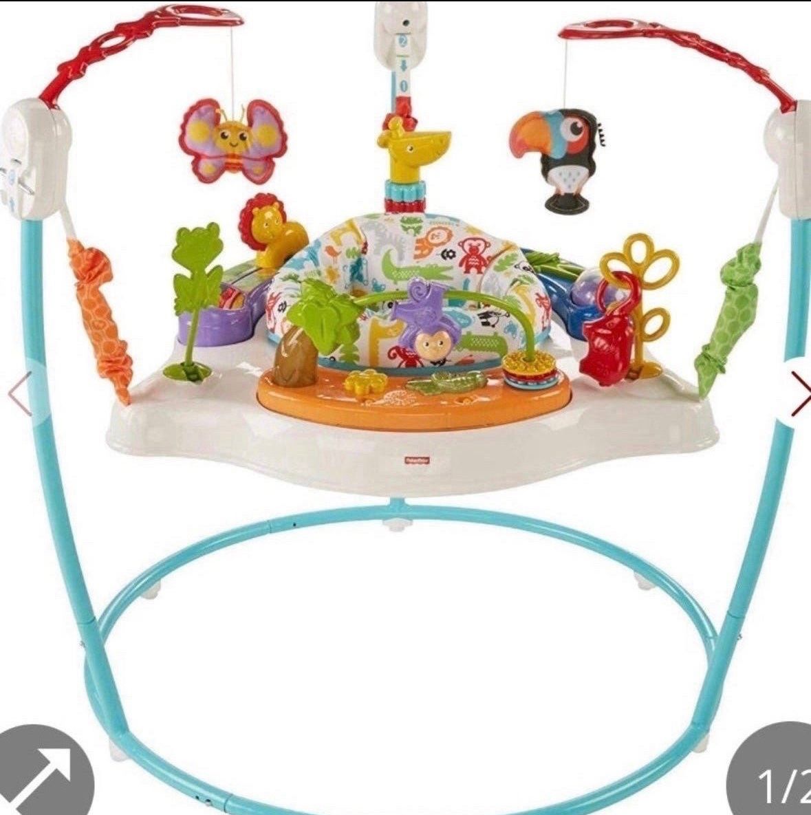 Fisher-Price Animal Activity Jumperoo, Blue  Open box Item  Box is damaged   INVENTORY NUMBER: 101(contact info removed)