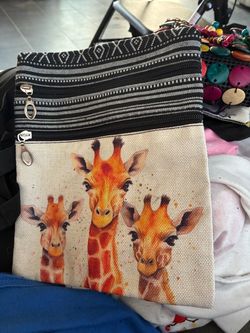 Giraffe Print Canvas Crossbody Bag