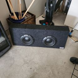 Two Alpine 10" Subwoofers In A Truck Box With Polk Amp