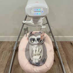 Fisher-PriceBaby Raccoon Swing, Pink Dual Motion Baby Swing
