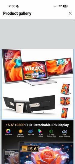 New in box 15.6" Laptop Screen Extender, Detachable Portable Monitor for Work & Travel 11+ Flexible Setups, Driver-Free Plug & Play, 235° Fold & 90° R