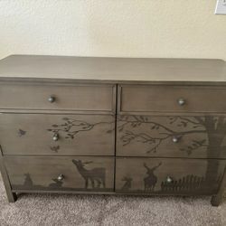 ED Ellen DeGeneres Forest Animals Collection Double Dresser in Natural Grey