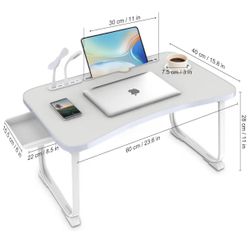 Laptop Bed Desk, Portable Foldable Lap Bed Table with USB Charge Port Storage Drawer and Cup Holder,Lap Desk Laptop Stand Tray Table Serving (DD1)