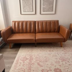 Vegan leather convertible couch