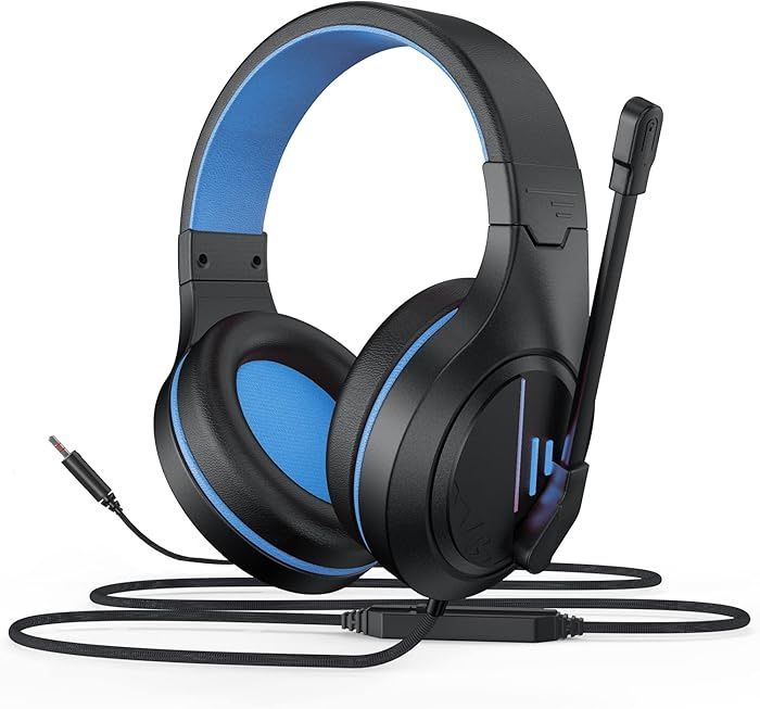 Blue Headphones with Microphone
