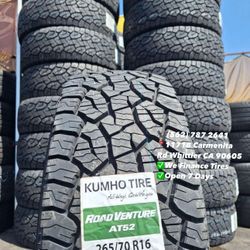 265/70R16 Kumho All Terrain Set of Tires Installed and Balanced Set de Llantas Nuevas Instaladas y Balanceadas