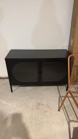 Black Metal Cabinet with Glass Doors