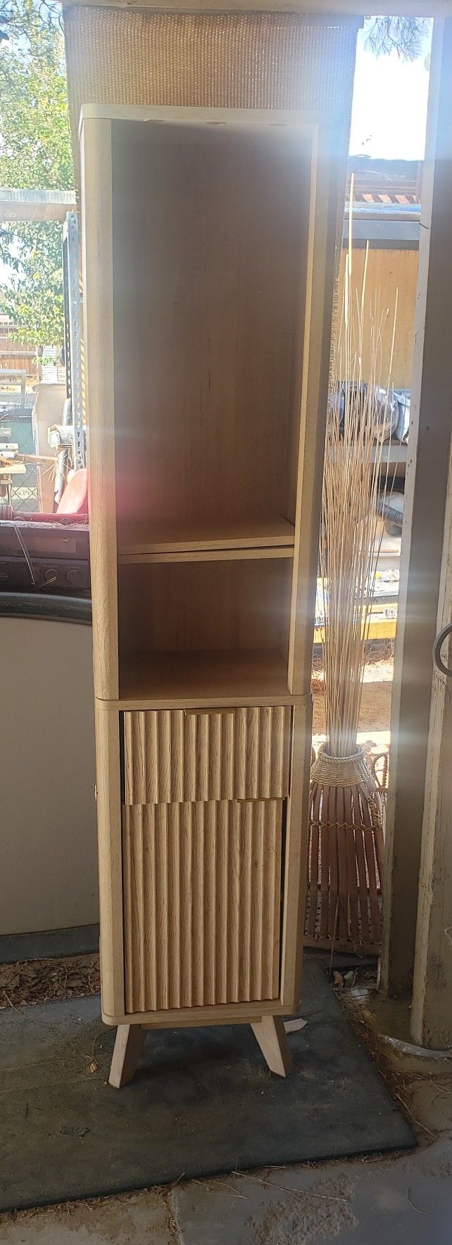 Tall Fluted Cabinet with Shelf