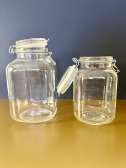 Two Large Glass Containers w/Airtight Lids. Sammamish, Beaver Lake
