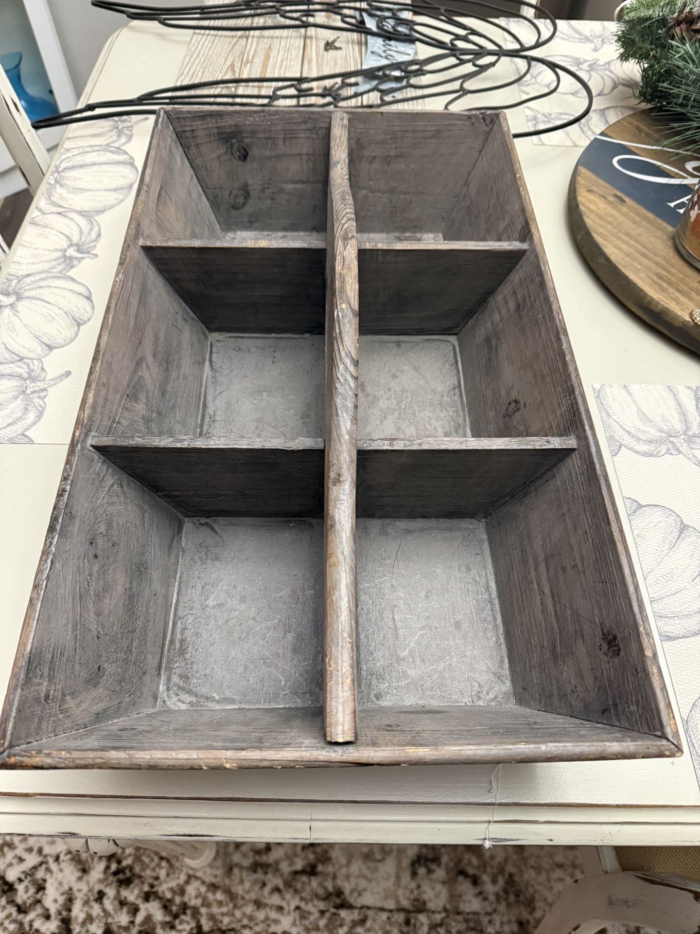 Wooden Tray With 6 Compartments 