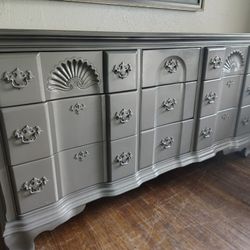Beautiful Vintage Gray Dresser 