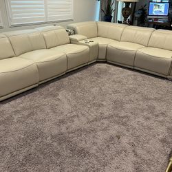 New 7 PC / 3 PWR / 1 CNSL  Reclining Sectional.  123”x138”x35”H.  Free Delivery!