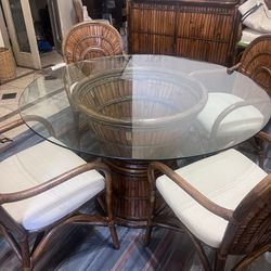 Vintage 80’s Rattan Table And 4 Chairs